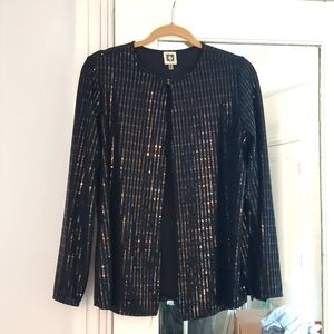 3/$14 * Anne Klein Black Sequin Jacket with Shell combo, Petite Large